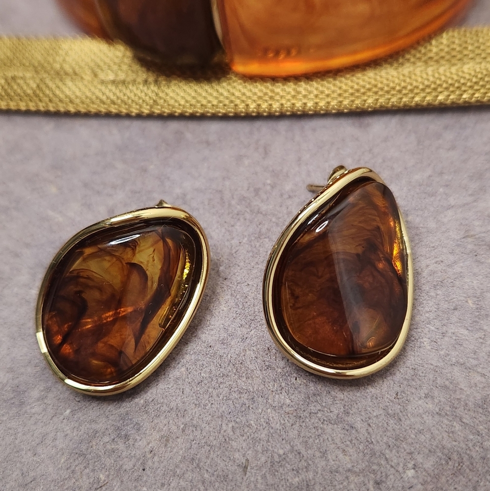 Amber Acrylic Statement Peirced Earrings